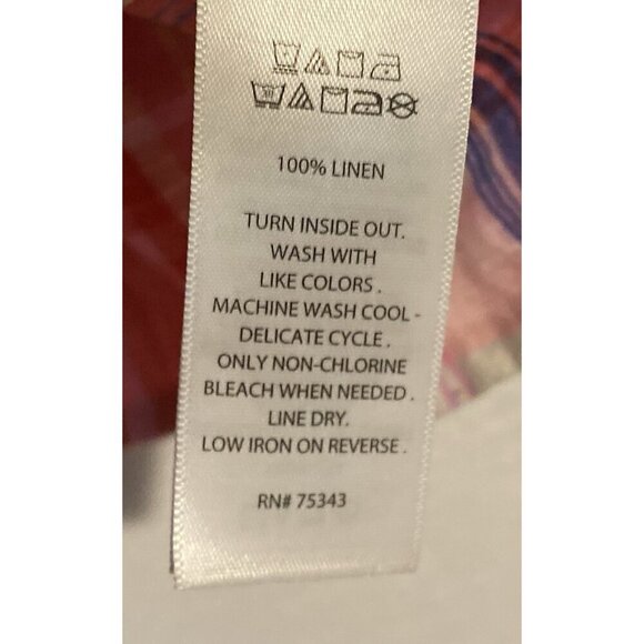C and C California Top Womens Medium Bright Madras Plaid Linen Peplum Hem Beachy - Picture 7 of 8